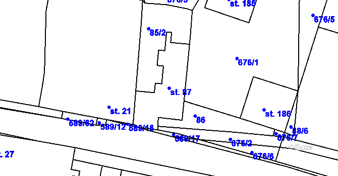 Parcela st. 87 v KÚ Křečhoř, Katastrální mapa