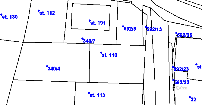 Parcela st. 110 v KÚ Křečhoř, Katastrální mapa