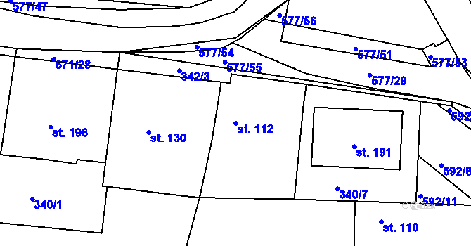 Parcela st. 112 v KÚ Křečhoř, Katastrální mapa