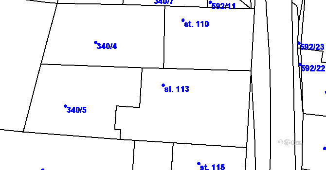 Parcela st. 113 v KÚ Křečhoř, Katastrální mapa