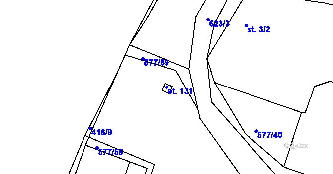 Parcela st. 131 v KÚ Křečhoř, Katastrální mapa