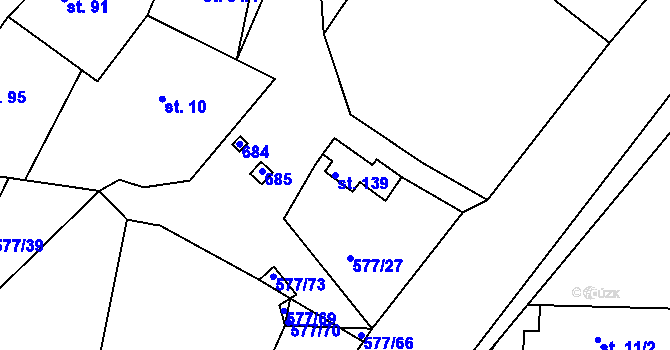 Parcela st. 139 v KÚ Křečhoř, Katastrální mapa