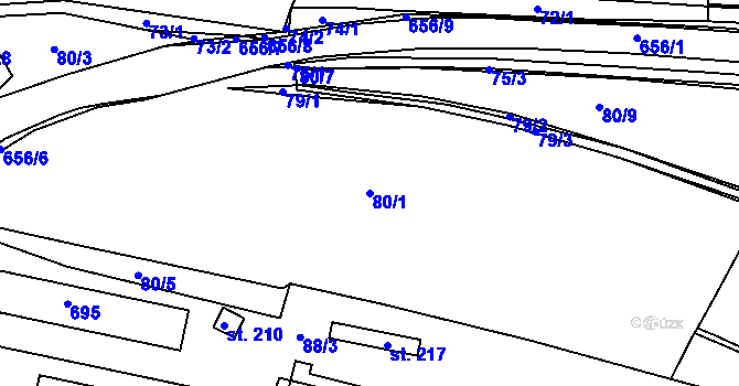 Parcela st. 80/1 v KÚ Křečhoř, Katastrální mapa