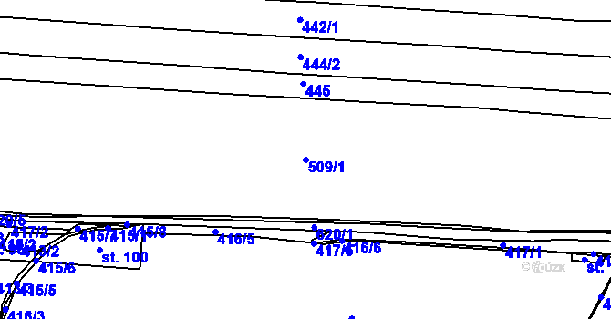 Parcela st. 509/1 v KÚ Křečhoř, Katastrální mapa