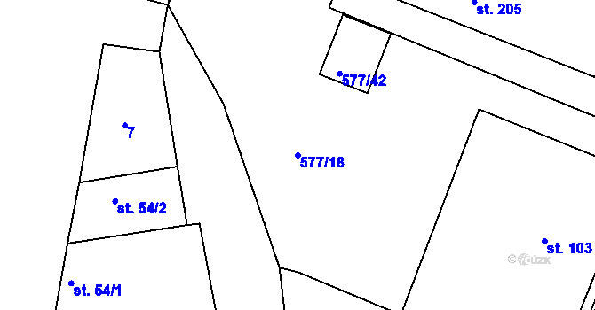 Parcela st. 577/18 v KÚ Křečhoř, Katastrální mapa