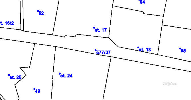 Parcela st. 577/37 v KÚ Křečhoř, Katastrální mapa