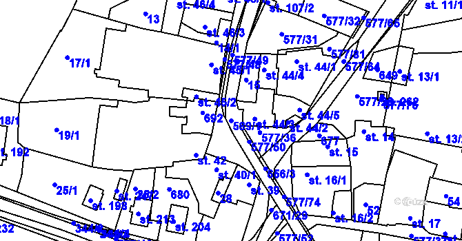 Parcela st. 589/1 v KÚ Křečhoř, Katastrální mapa