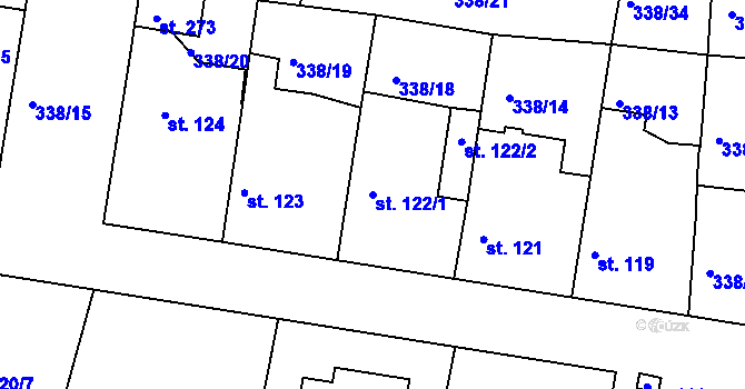 Parcela st. 122/1 v KÚ Křečhoř, Katastrální mapa