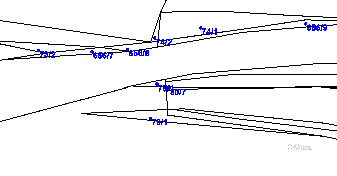 Parcela st. 80/7 v KÚ Křečhoř, Katastrální mapa