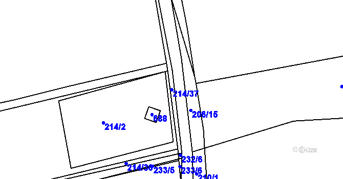 Parcela st. 214/37 v KÚ Křečhoř, Katastrální mapa