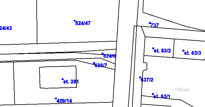 Parcela st. 524/6 v KÚ Křečhoř, Katastrální mapa