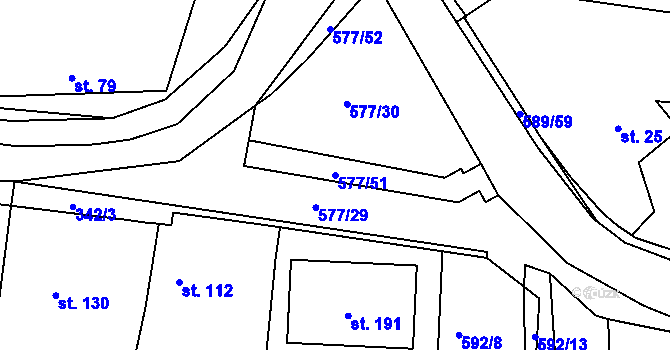 Parcela st. 577/51 v KÚ Křečhoř, Katastrální mapa