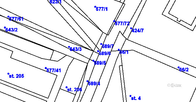 Parcela st. 589/6 v KÚ Křečhoř, Katastrální mapa