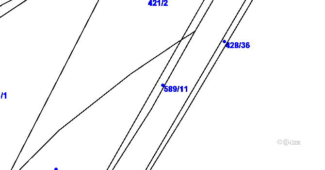 Parcela st. 589/11 v KÚ Křečhoř, Katastrální mapa
