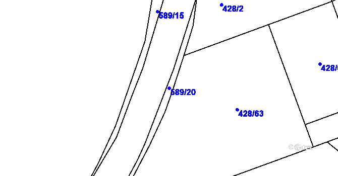 Parcela st. 589/20 v KÚ Křečhoř, Katastrální mapa