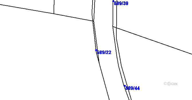 Parcela st. 589/22 v KÚ Křečhoř, Katastrální mapa