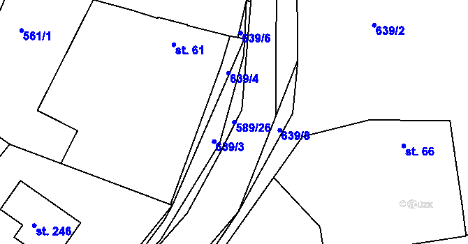 Parcela st. 589/26 v KÚ Křečhoř, Katastrální mapa