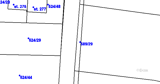 Parcela st. 589/29 v KÚ Křečhoř, Katastrální mapa