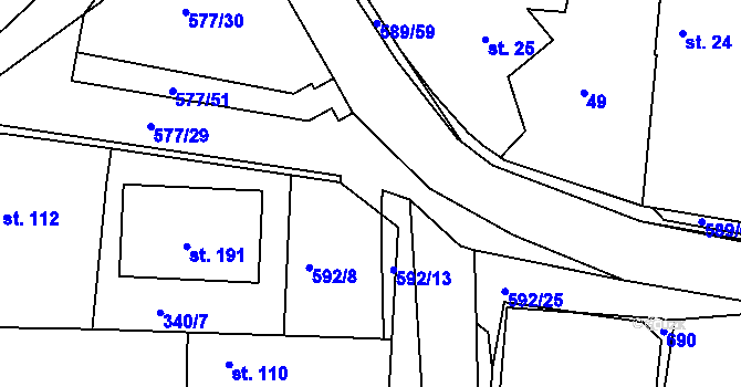 Parcela st. 592/18 v KÚ Křečhoř, Katastrální mapa