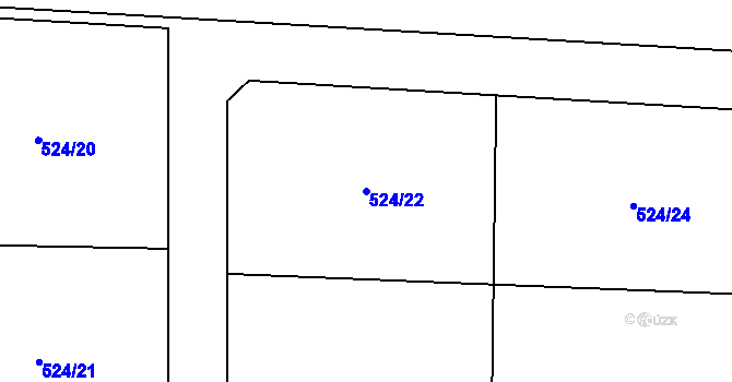 Parcela st. 524/22 v KÚ Křečhoř, Katastrální mapa