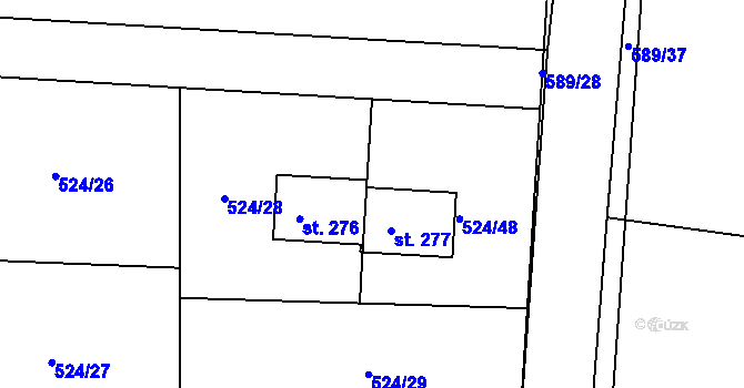 Parcela st. 524/28 v KÚ Křečhoř, Katastrální mapa