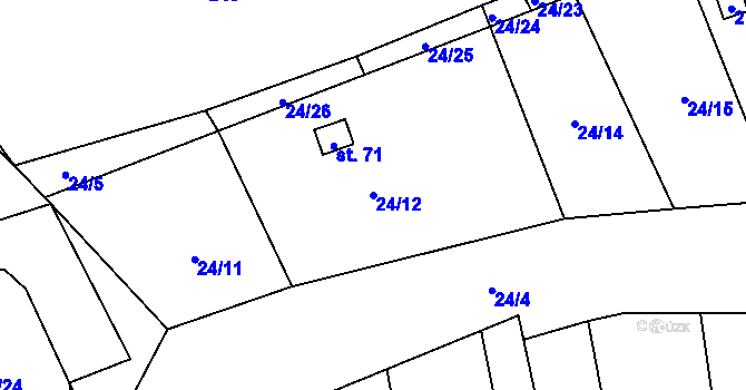 Parcela st. 24/12 v KÚ Kutlíře, Katastrální mapa