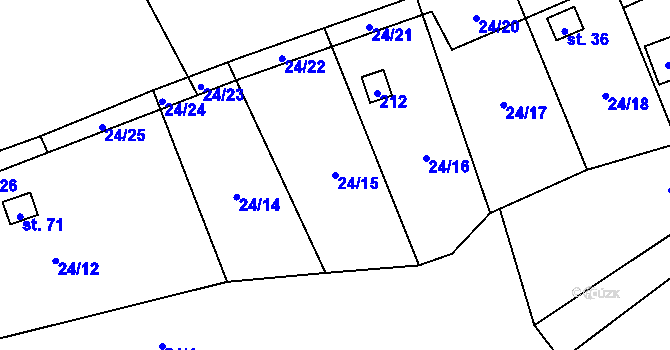 Parcela st. 24/15 v KÚ Kutlíře, Katastrální mapa