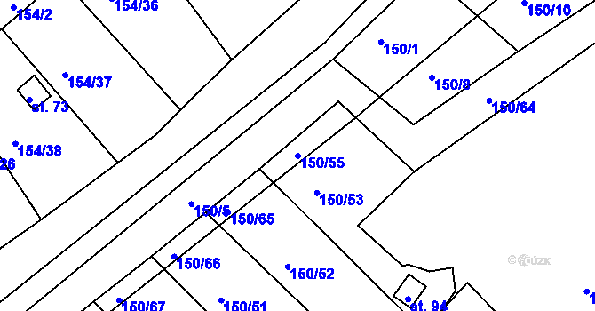 Parcela st. 150/55 v KÚ Kutlíře, Katastrální mapa