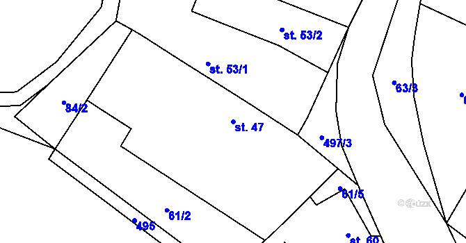 Parcela st. 47 v KÚ Křečkov, Katastrální mapa