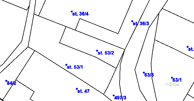 Parcela st. 53/2 v KÚ Křečkov, Katastrální mapa
