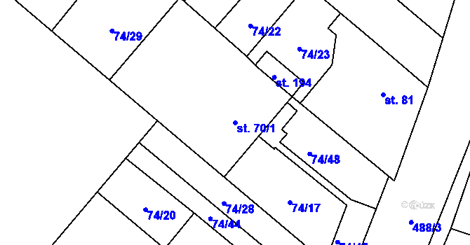 Parcela st. 70/1 v KÚ Křečkov, Katastrální mapa