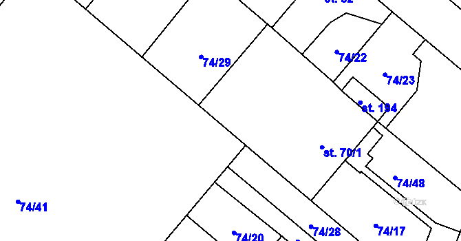 Parcela st. 70/2 v KÚ Křečkov, Katastrální mapa