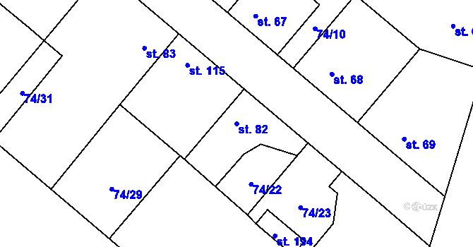 Parcela st. 82 v KÚ Křečkov, Katastrální mapa