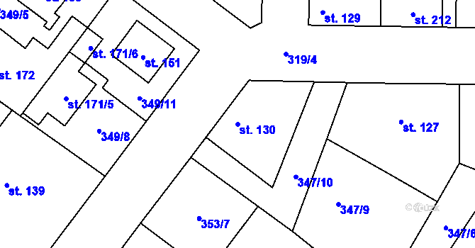 Parcela st. 130 v KÚ Křečkov, Katastrální mapa