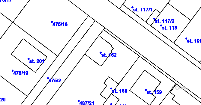 Parcela st. 162 v KÚ Křečkov, Katastrální mapa