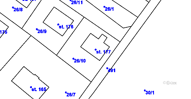 Parcela st. 177 v KÚ Křečkov, Katastrální mapa