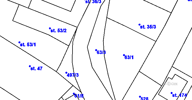 Parcela st. 63/3 v KÚ Křečkov, Katastrální mapa