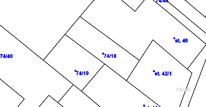 Parcela st. 74/18 v KÚ Křečkov, Katastrální mapa