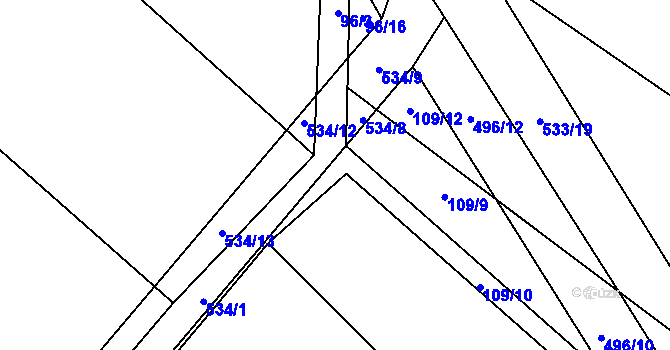 Parcela st. 109/1 v KÚ Křečkov, Katastrální mapa