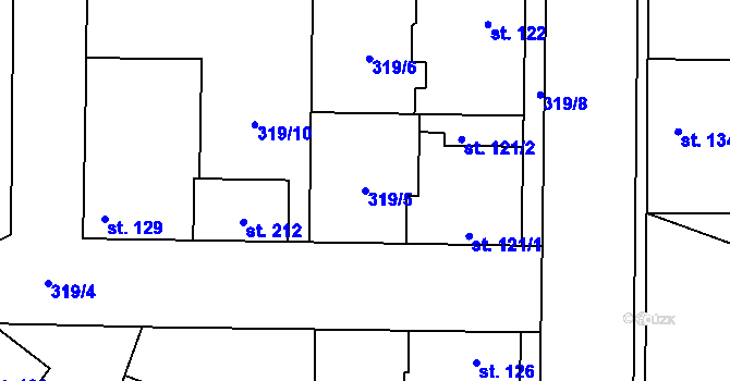 Parcela st. 319/5 v KÚ Křečkov, Katastrální mapa