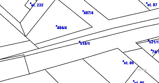 Parcela st. 518/1 v KÚ Křečkov, Katastrální mapa