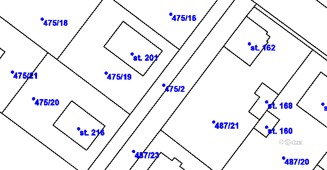 Parcela st. 475/2 v KÚ Křečkov, Katastrální mapa