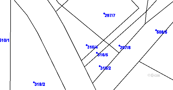 Parcela st. 316/4 v KÚ Křečkov, Katastrální mapa