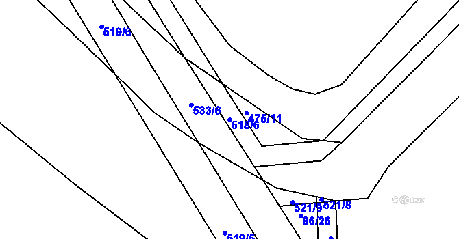 Parcela st. 518/6 v KÚ Křečkov, Katastrální mapa