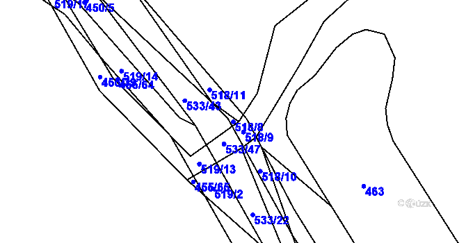 Parcela st. 518/8 v KÚ Křečkov, Katastrální mapa