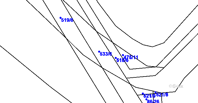 Parcela st. 533/6 v KÚ Křečkov, Katastrální mapa