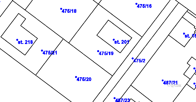Parcela st. 475/19 v KÚ Křečkov, Katastrální mapa