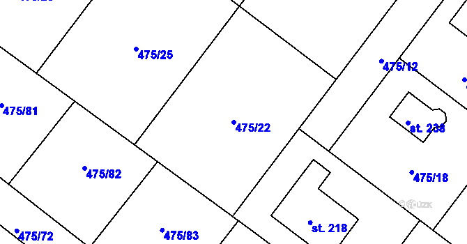 Parcela st. 475/22 v KÚ Křečkov, Katastrální mapa