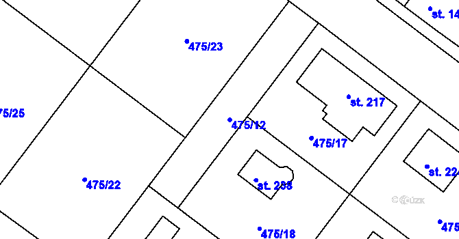 Parcela st. 475/12 v KÚ Křečkov, Katastrální mapa