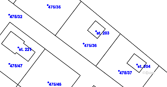 Parcela st. 475/36 v KÚ Křečkov, Katastrální mapa
